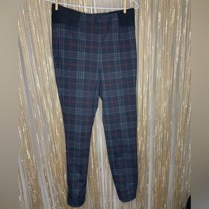 Plaid high waisted stretchy cigarette pants